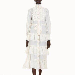 NWT Zimmermann Kaleidoscope Lace Ruffle Silk Dress Size 3